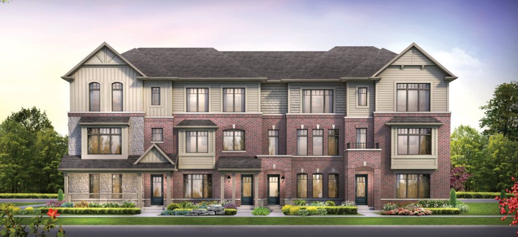 20 foot rear-lane townhomes at Trails of Whitevale, Pickering