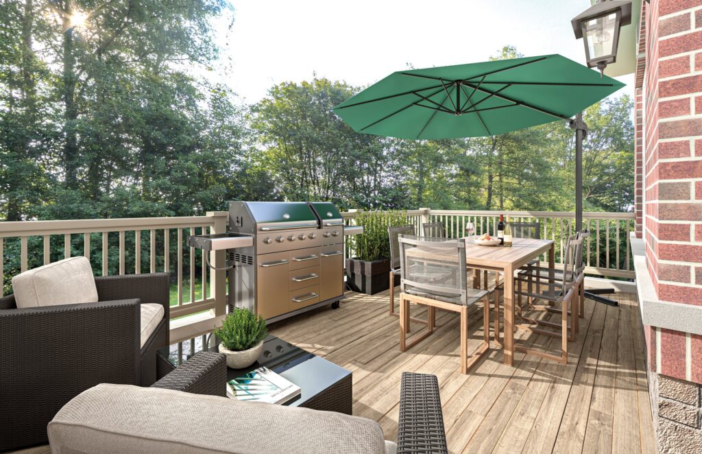 Rear-lane townhome terrace rendering